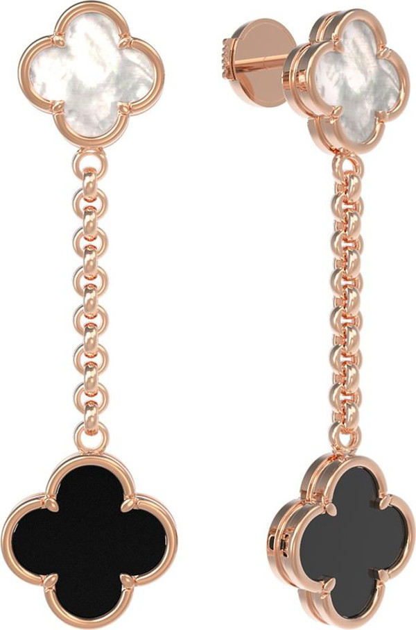 Серьги из золота c ониксом и перламутром