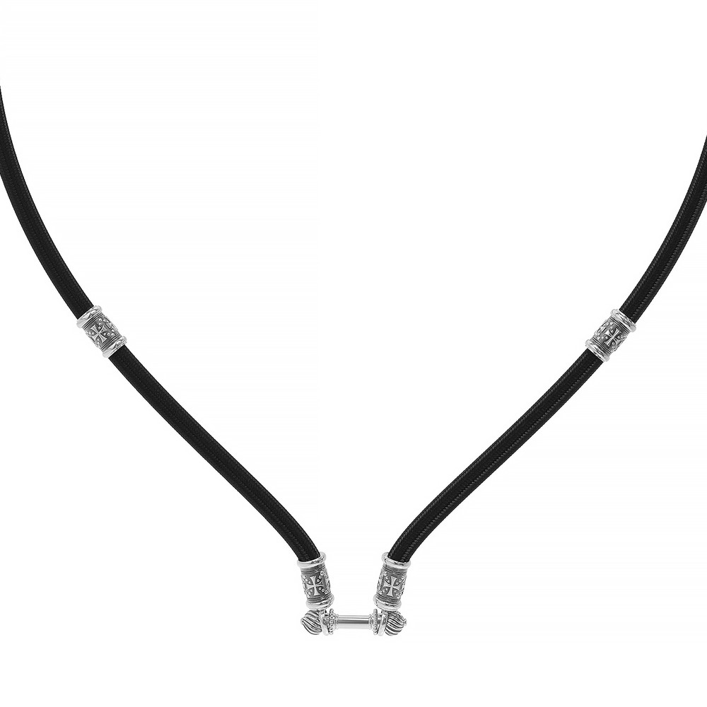 Шнурок шёлковый из белого золота c шёлковым шнурком