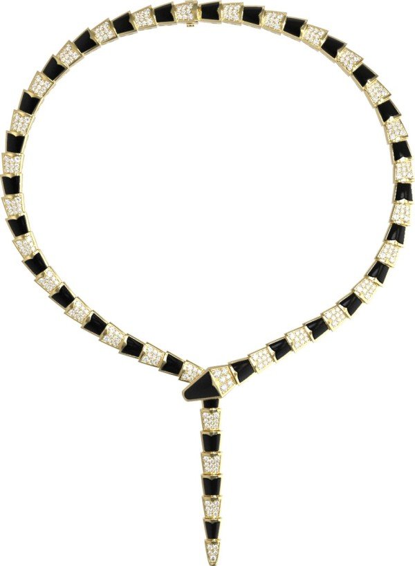 Колье из лимонного золота c бриллиантами и ониксом