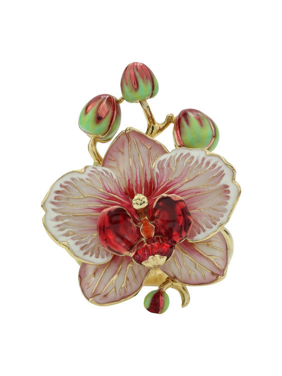 Кольцо из лимонного золота c эмаль