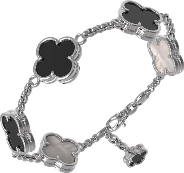 Браслет из белого золота c ониксом и перламутром