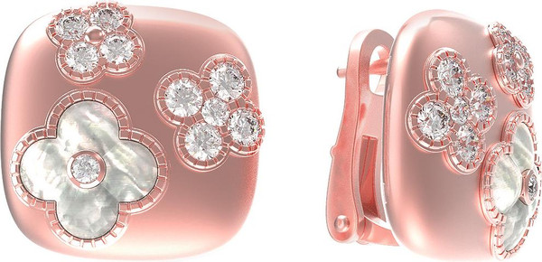 Серьги из розового золота c бриллиантами и перламутром