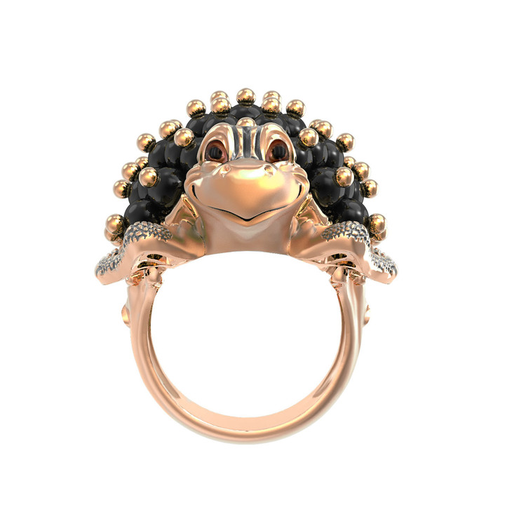 Кольцо из золота c эмаль и ониксом