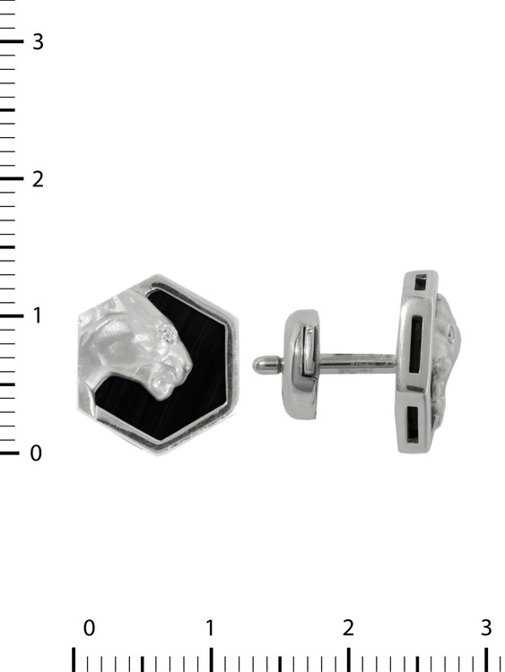 Серьги из белого золота c бриллиантами и ониксом