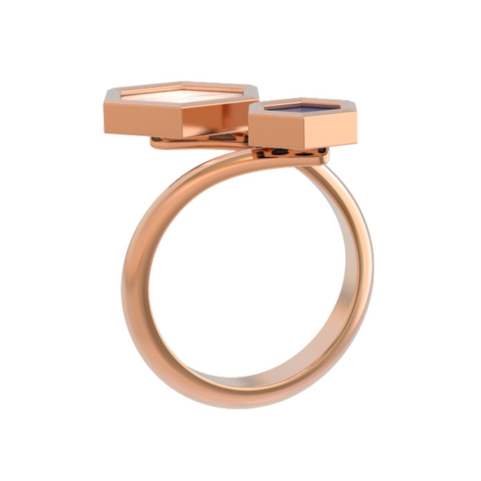 Кольцо из золота c лазуритом и перламутром