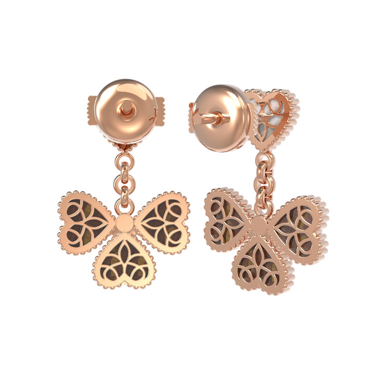 Серьги из золота c тигровым глазом и перламутром