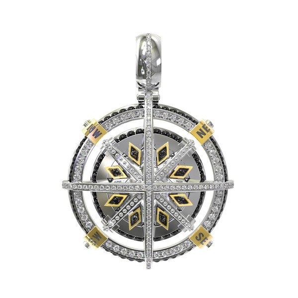 Подвеска из белого золота c эмаль , бриллиантами и ониксом