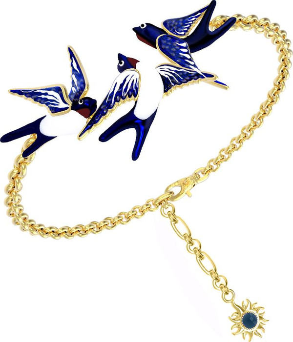 Браслет из лимонного золота c эмаль и топазом London