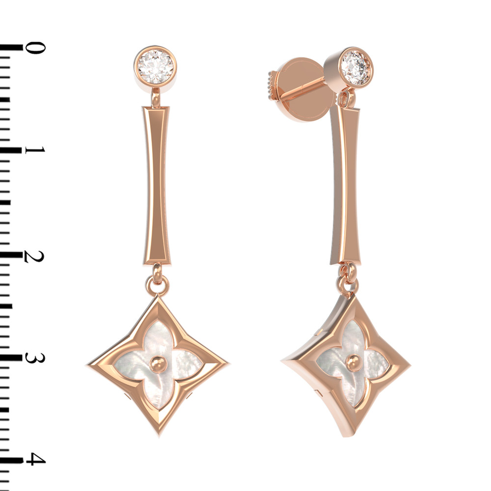 Серьги из золота c фианитом и перламутром