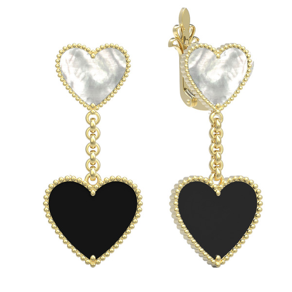 Серьги из лимонного золота c ониксом и перламутром