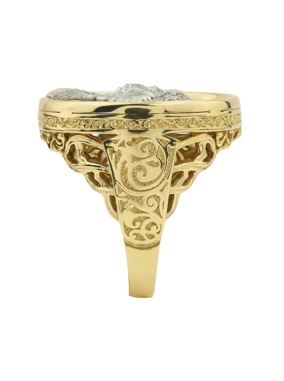 Кольцо из лимонного золота c эмаль