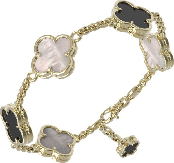 Браслет из лимонного золота c ониксом и перламутром