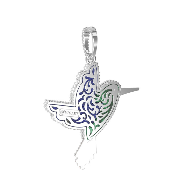 Подвеска из белого золота c эмаль , лазуритом и малахитом