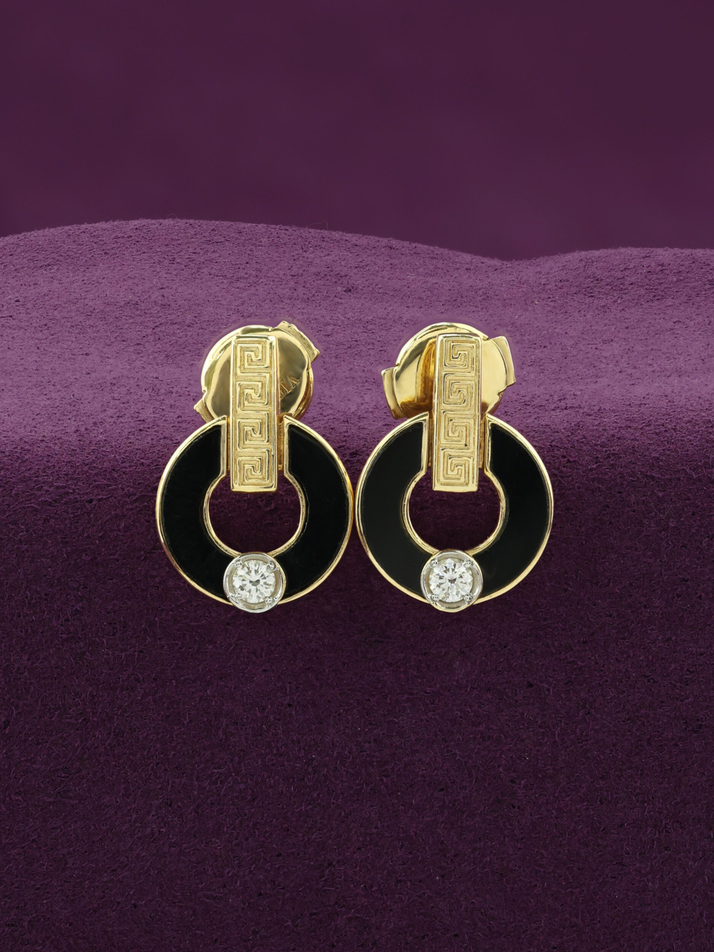 Серьги из лимонного золота c бриллиантами и ониксом