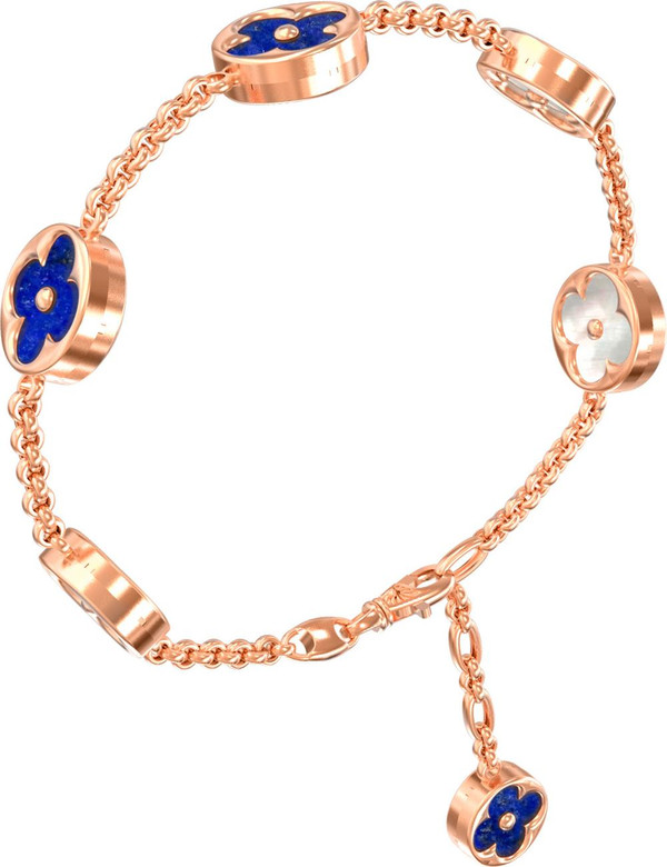 Браслет из золота c лазуритом и перламутром