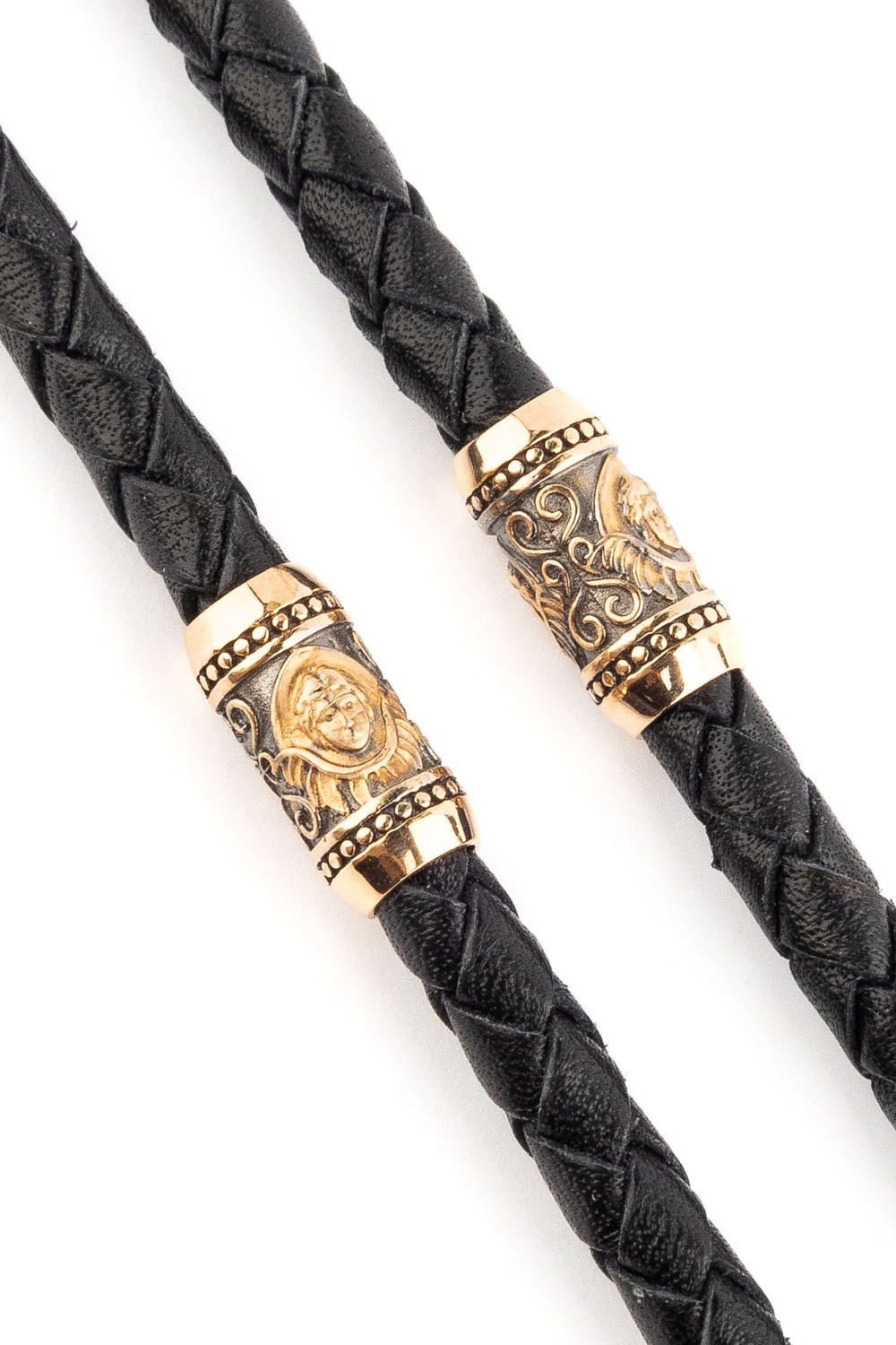 Шнурок кожаный из золота c кожаным шнурком