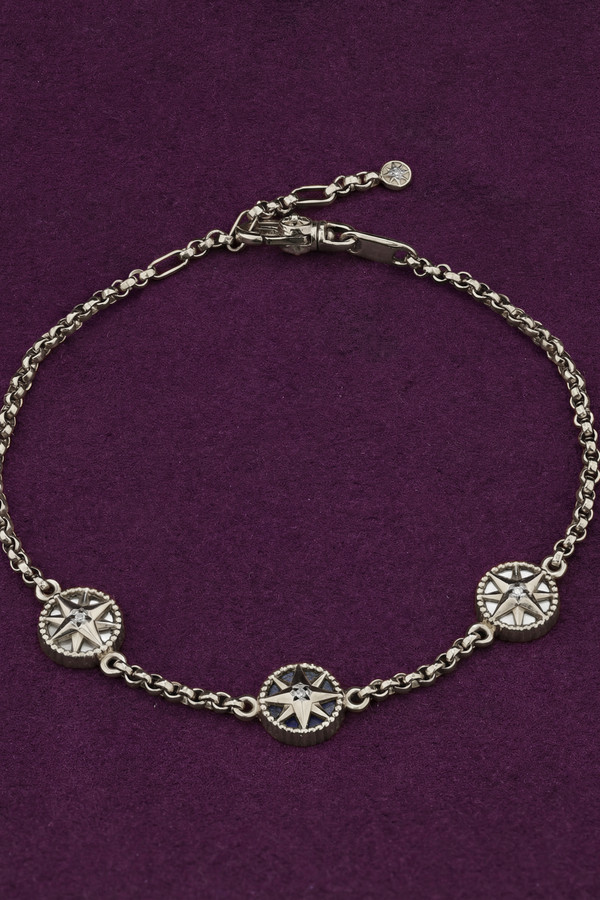 Браслет из белого золота c бриллиантами, лазуритом и перламутром