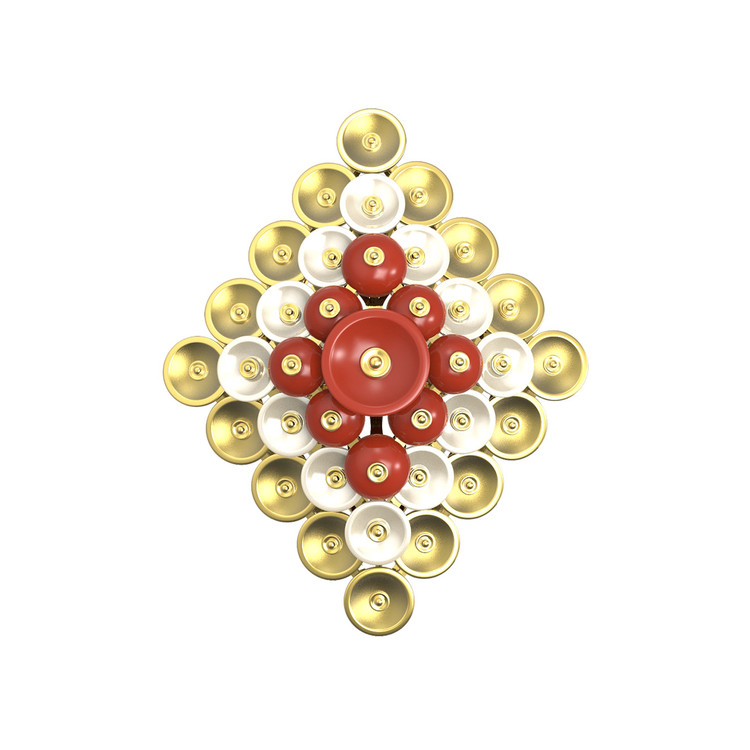 Кольцо из лимонного золота c агатом и перламутром