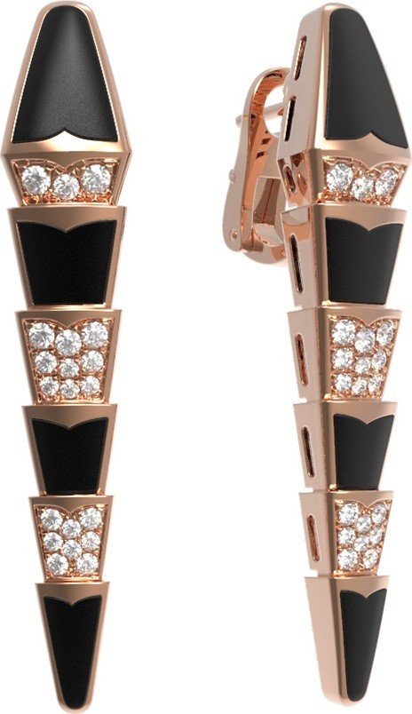 Серьги из золота c бриллиантами и ониксом