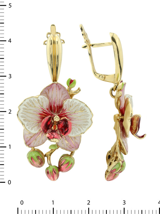 Серьги из лимонного золота c эмаль