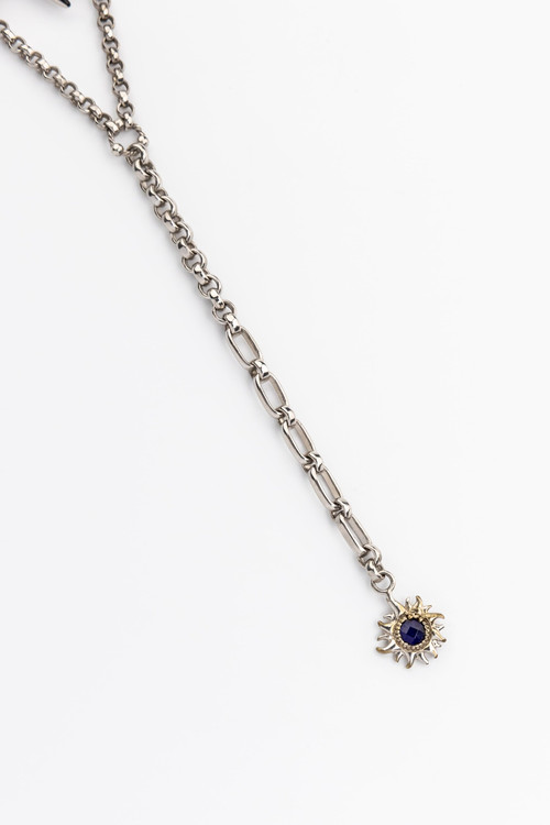 Браслет из белого золота c эмалью и сапфиром