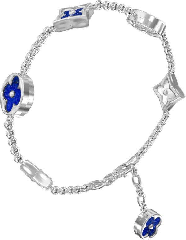 Браслет из белого золота c лазуритом и перламутром