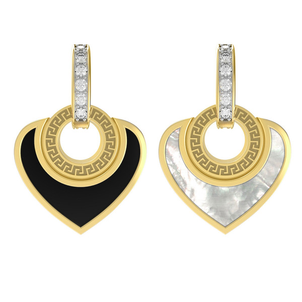 Подвеска из лимонного золота c фианитом, ониксом и перламутром