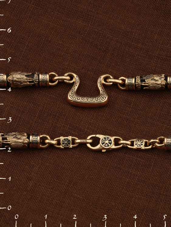 Цепь из золота c эмаль и эбеновым деревом