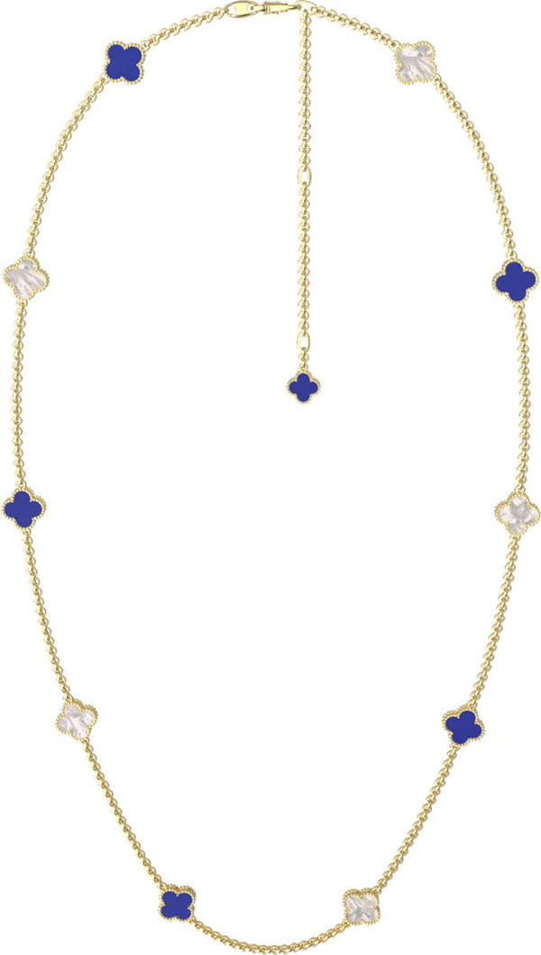 Колье из лимонного золота c лазуритом и перламутром