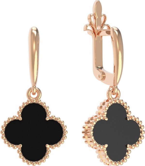 Серьги из золота c ониксом