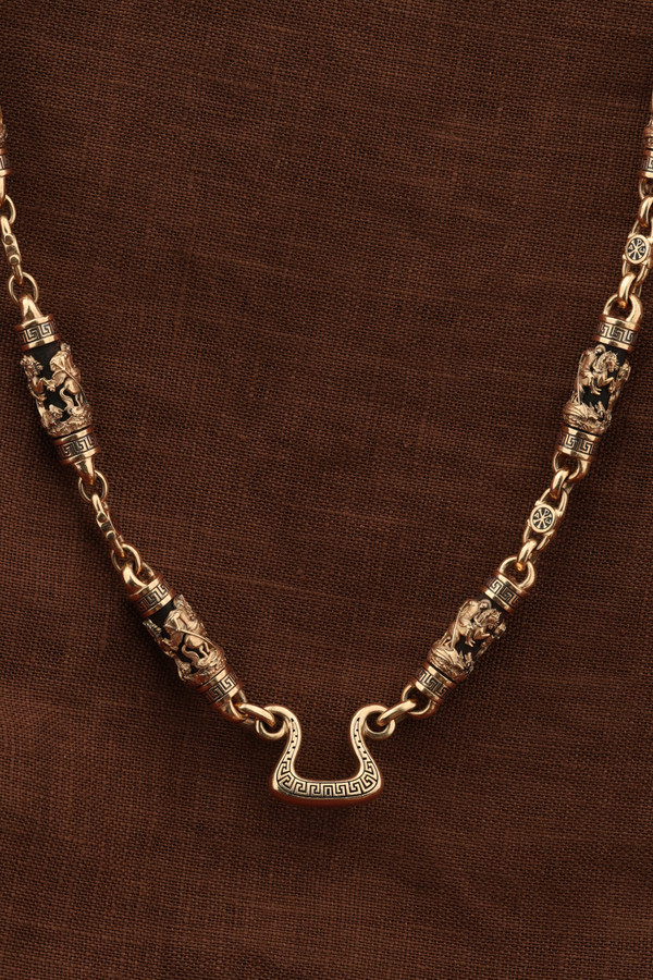 Цепь из золота c эмаль и эбеновым деревом