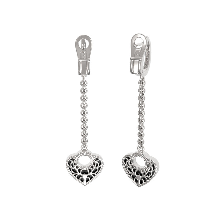 Серьги из белого золота c бриллиантами и ониксом