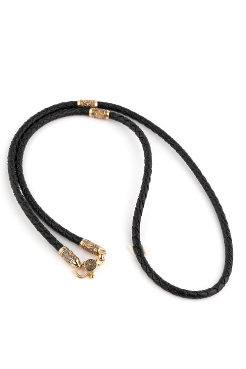 Шнурок кожаный из золота c кожаным шнурком