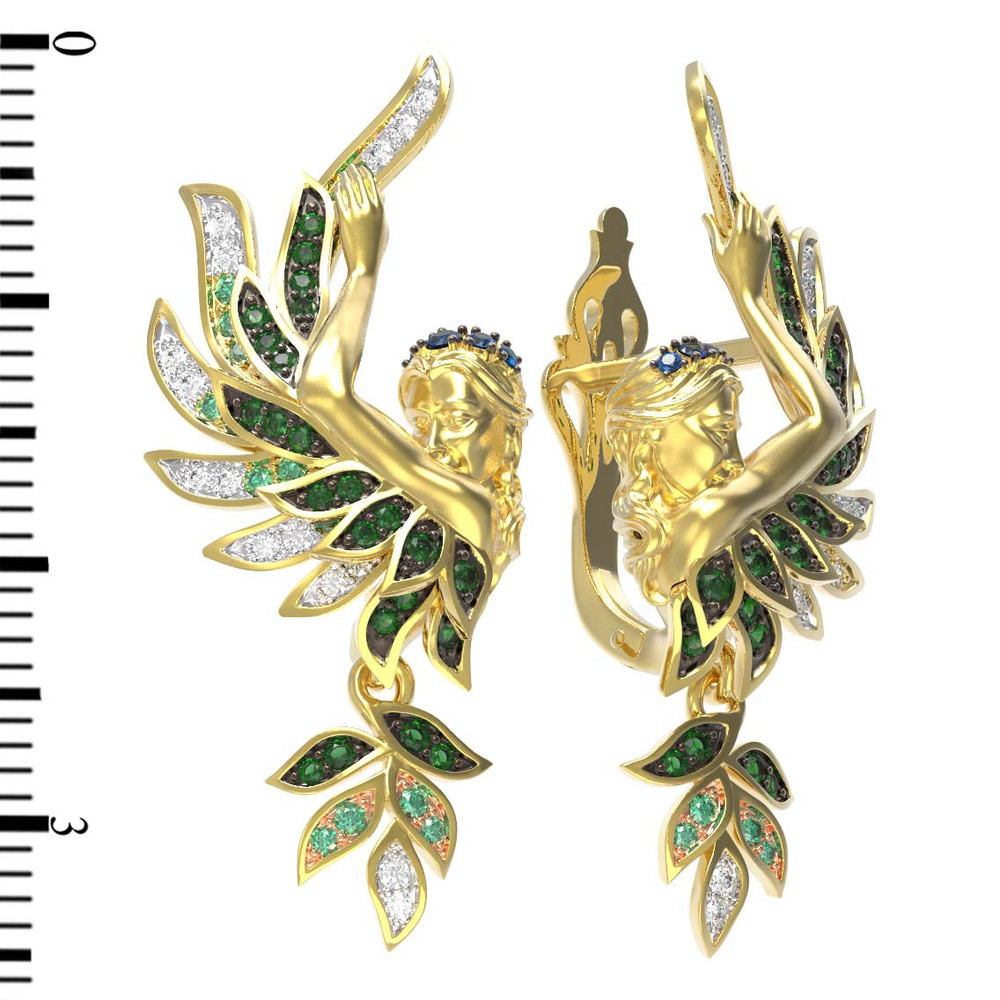 Серьги из лимонного золота c фианитом