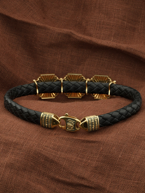 Браслет из лимонного золота c шнурком