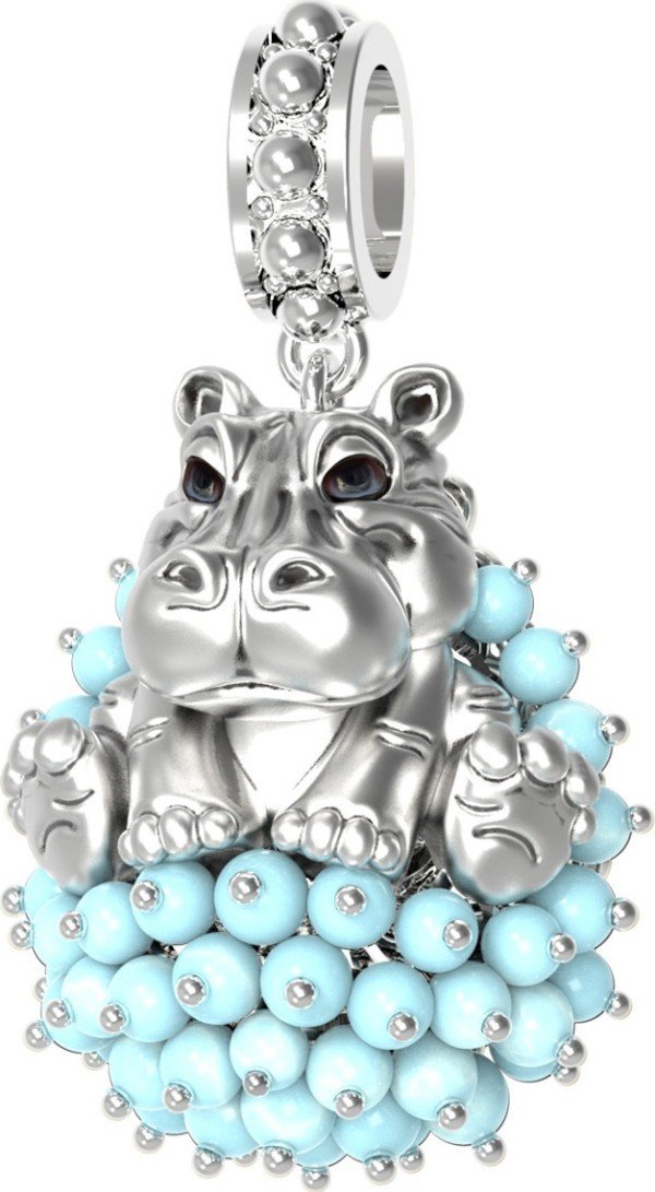 Подвеска из белого золота c эмалью и бирюзой