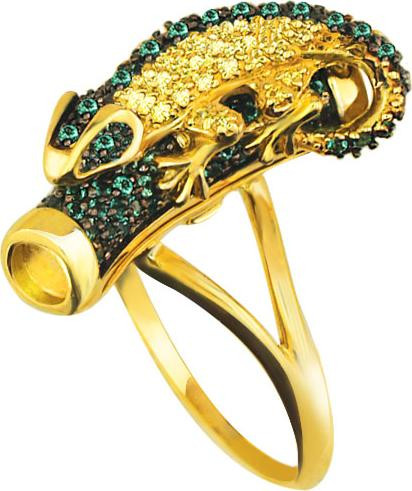 Кольцо из лимонного золота c фианитом