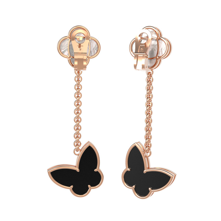 Серьги из золота c ониксом и перламутром