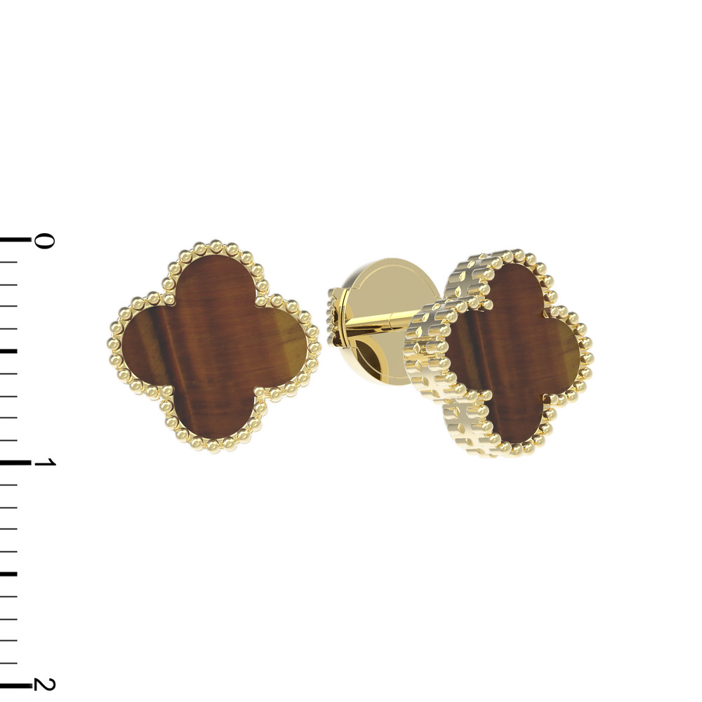 Серьги из лимонного золота c тигровым глазом