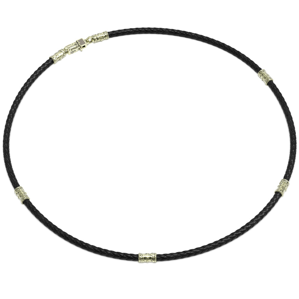 Шнурок кожаный из зелёного золота c кожаным шнурком