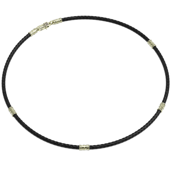 Шнурок кожаный из зелёного золота c кожаным шнурком