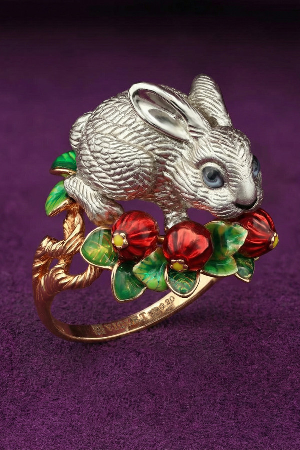 Кольцо из золота c эмаль