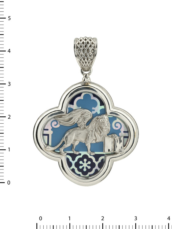 Подвеска из белого золота c эмалью и перламутром