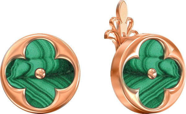 Серьги из золота c малахитом