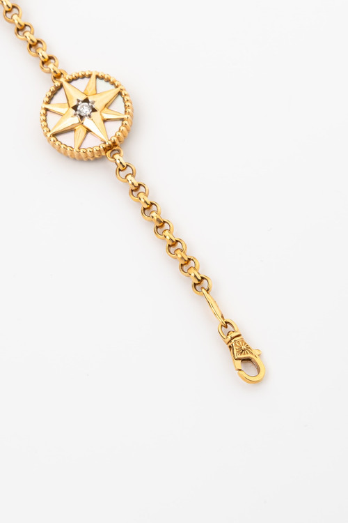 Браслет из золота c фианитом, ониксом и перламутром