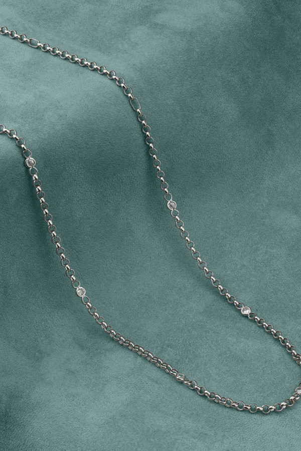 Цепь из белого золота c фианитом