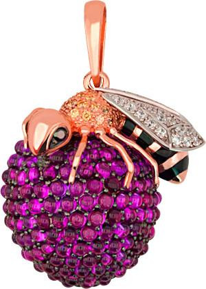 Подвеска из золота c эмаль и фианитом