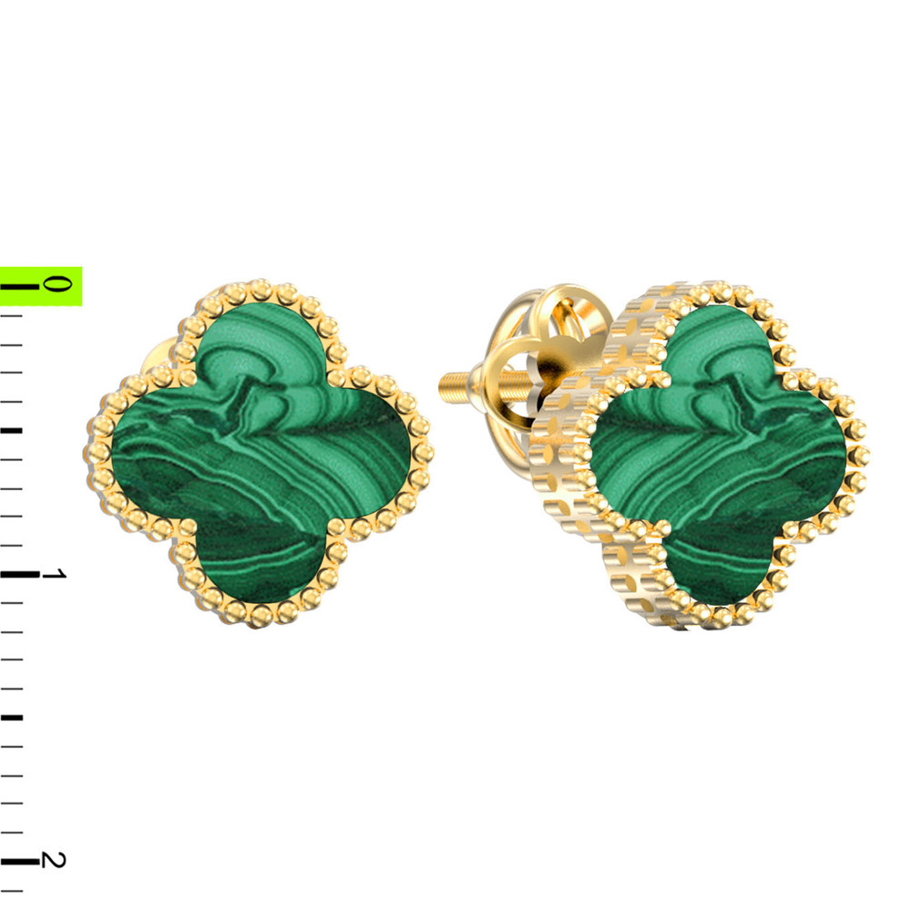 Серьги из лимонного золота c малахитом