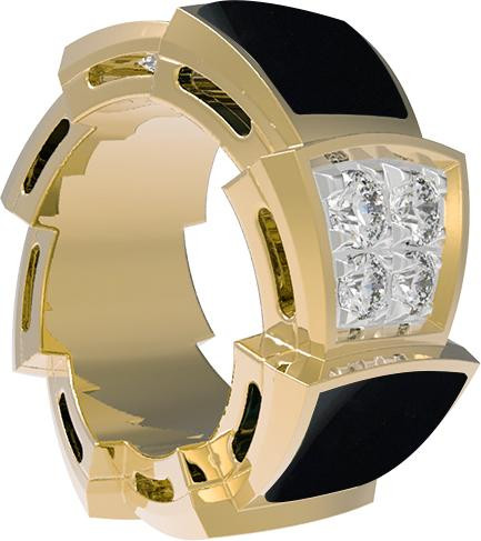 Подвеска из лимонного золота c бриллиантами и ониксом