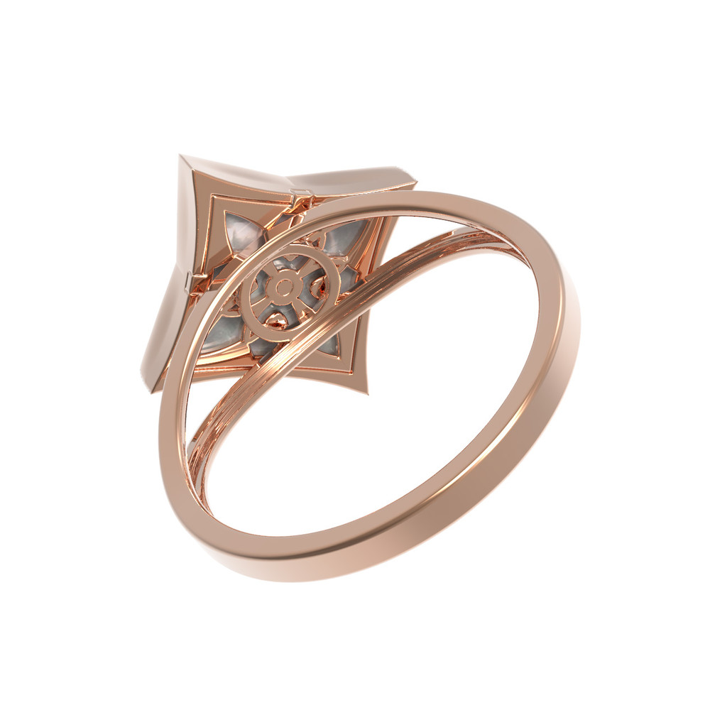 Кольцо из золота c бриллиантами и перламутром